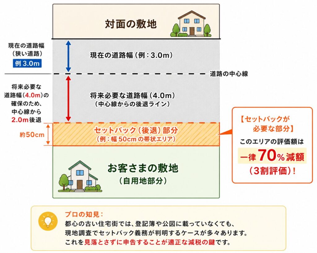セットバックによる敷地の後退と減額_相続税で損しない！都心部の特殊な土地